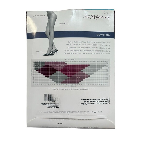 Hanes Silk Reflections Women's Silky Sheer Control Top Pantyhose Barely Black EF - Picture 3 of 7